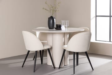 Olivia Matgrupp 110 cm Rund med 4 Velvet stolar - Beige/Beige - Möbler - Bord & matgrupp - Matgrupp