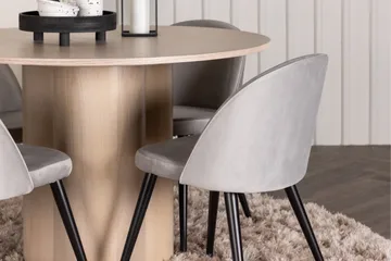 Olivia Matgrupp 110 cm Rund med 4 Velvet stolar - Whitewash - Möbler - Bord & matgrupp - Matgrupp