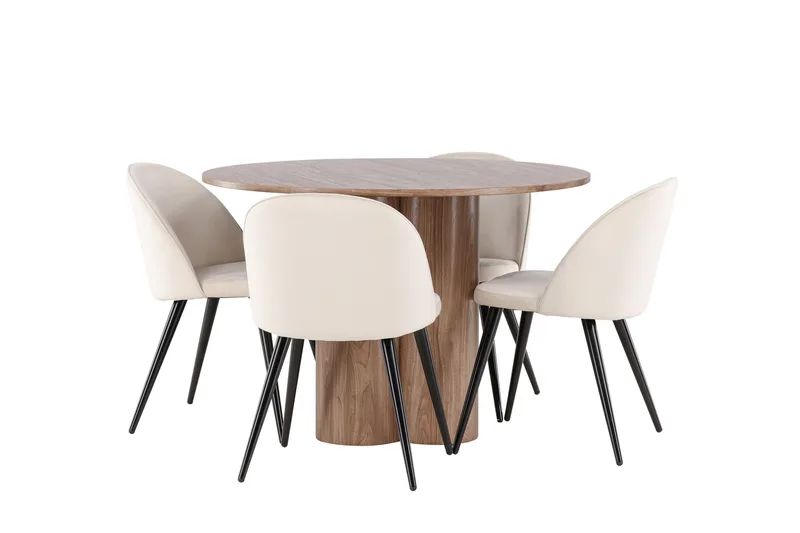 Olivia Matgrupp 110 cm Rund med 4 Velvet stolar