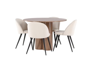 Olivia Matgrupp 110 cm Rund med 4 Velvet stolar - Möbler - Bord & matgrupp - Matgrupp