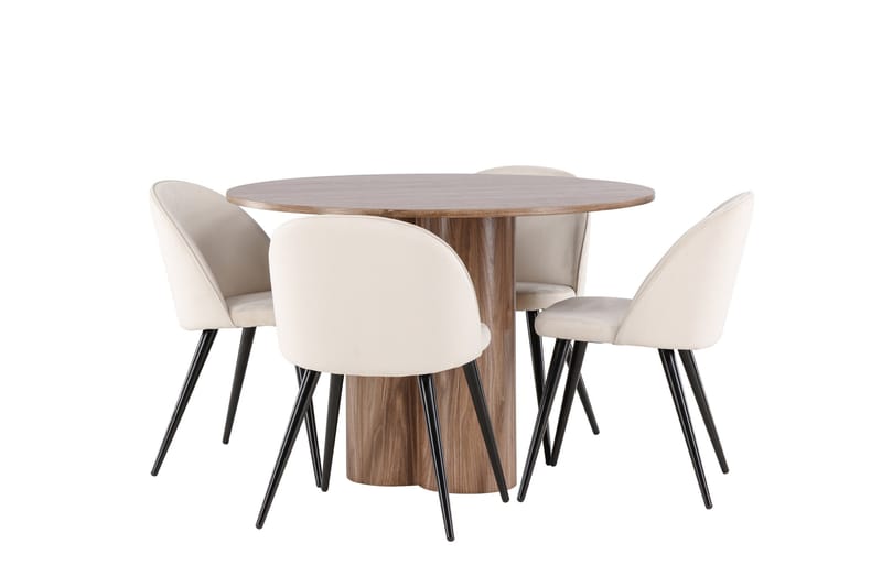 Olivia Matgrupp 110 cm Rund med 4 Velvet stolar - Möbler - Bord & matgrupp - Matgrupp