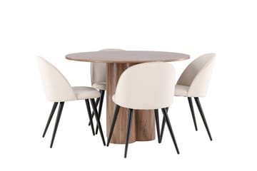 Olivia Matgrupp 110 cm Rund med 4 Velvet stolar - Möbler - Bord & matgrupp - Matgrupp