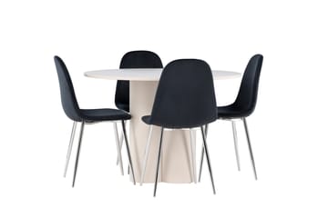 Olivia Matgrupp 110 cm Rund med 4 Polar stolar - Beige/Svart - Möbler - Bord & matgrupp - Matgrupp