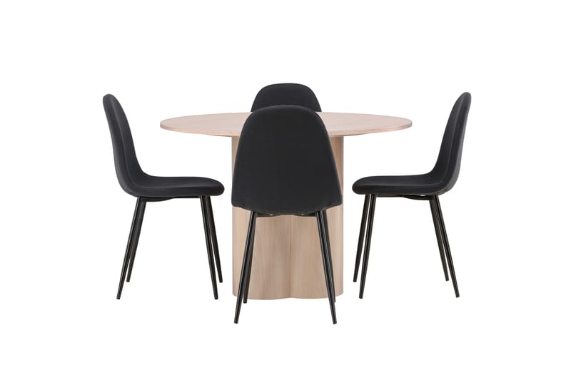 Olivia Matgrupp 110 cm Rund med 4 Polar stolar - Whitewash - Möbler - Bord & matgrupp - Matgrupp