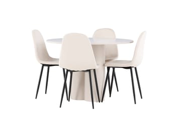 Olivia Matgrupp 110 cm Rund med 4 Polar stolar - Beige/Beige - Möbler - Bord & matgrupp - Matgrupp
