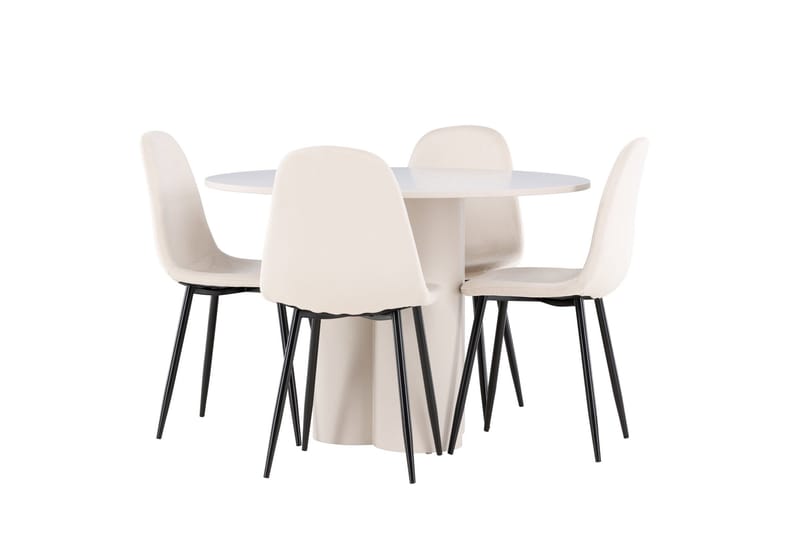 Olivia Matgrupp 110 cm Rund med 4 Polar stolar - Beige/Beige - Möbler - Bord & matgrupp - Matgrupp