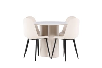 Olivia Matgrupp 110 cm Rund med 4 Polar stolar - Beige/Beige - Möbler - Bord & matgrupp - Matgrupp