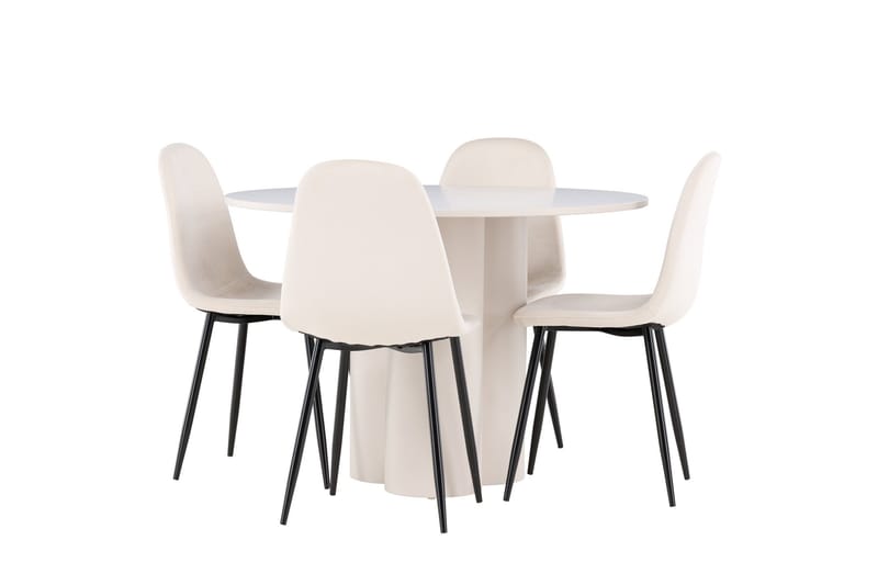 Olivia Matgrupp 110 cm Rund med 4 Polar stolar - Beige/Beige - Möbler - Bord & matgrupp - Matgrupp