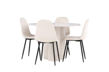 Olivia Matgrupp 110 cm Rund med 4 Polar stolar - Beige/Beige - Möbler - Bord & matgrupp - Matgrupp