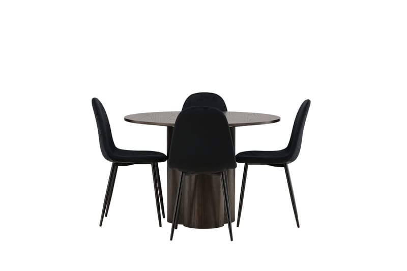 Olivia Matgrupp 110 cm Rund med 4 Polar stolar, Svart