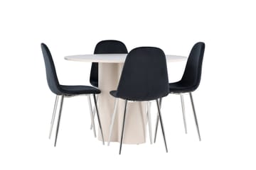 Olivia Matgrupp 110 cm Rund med 4 Polar stolar - Beige/Svart - Möbler - Bord & matgrupp - Matgrupp