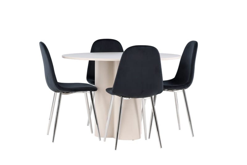 Olivia Matgrupp 110 cm Rund med 4 Polar stolar - Beige/Svart - Möbler - Bord & matgrupp - Matgrupp