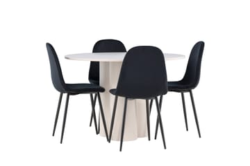 Olivia Matgrupp 110 cm Rund med 4 Polar stolar - Beige/Svart - Möbler - Bord & matgrupp - Matgrupp