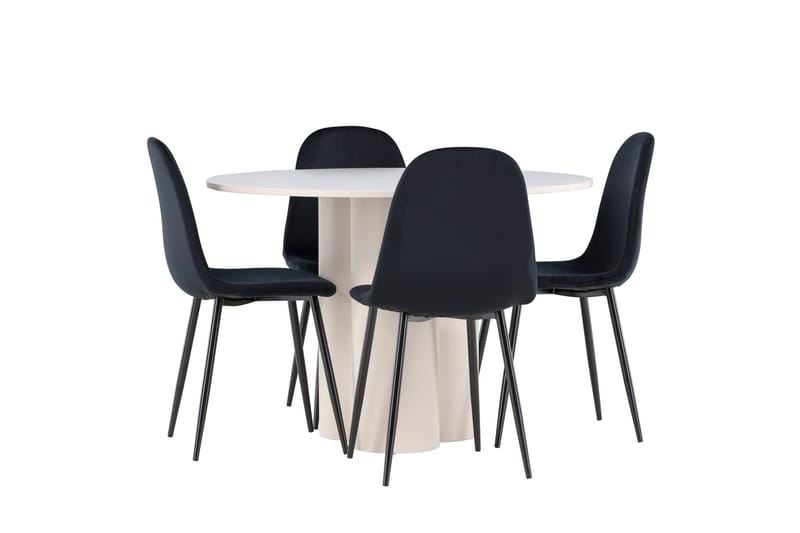 Olivia Matgrupp 110 cm Rund med 4 Polar stolar - Beige/Svart - Möbler - Bord & matgrupp - Matgrupp