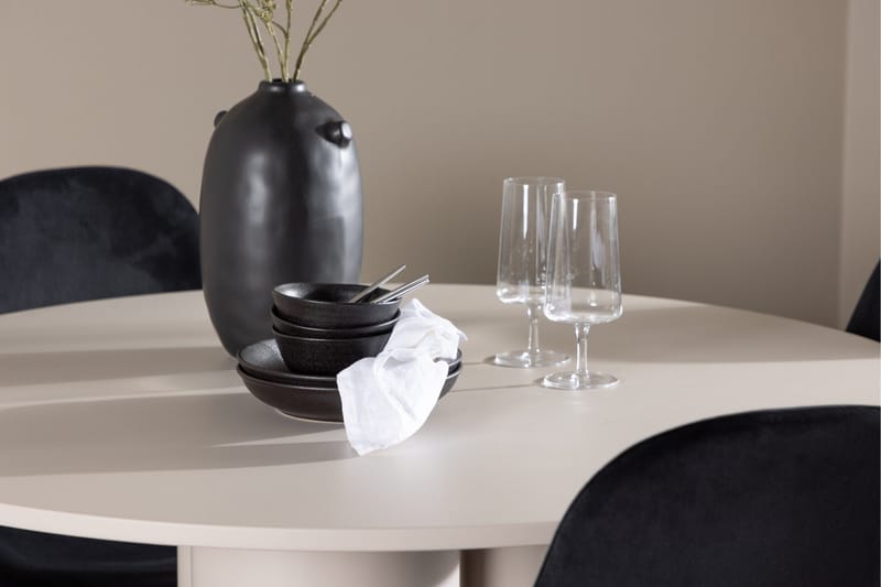 Olivia Matgrupp 110 cm Rund med 4 Polar stolar - Beige/Svart - Möbler - Bord & matgrupp - Matgrupp