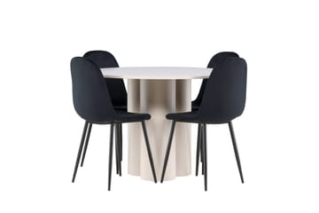Olivia Matgrupp 110 cm Rund med 4 Polar stolar - Beige/Svart - Möbler - Bord & matgrupp - Matgrupp