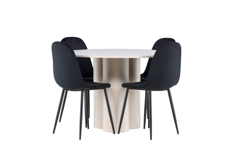Olivia Matgrupp 110 cm Rund med 4 Polar stolar - Beige/Svart - Möbler - Bord & matgrupp - Matgrupp