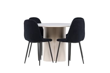 Olivia Matgrupp 110 cm Rund med 4 Polar stolar - Beige/Svart - Möbler - Bord & matgrupp - Matgrupp