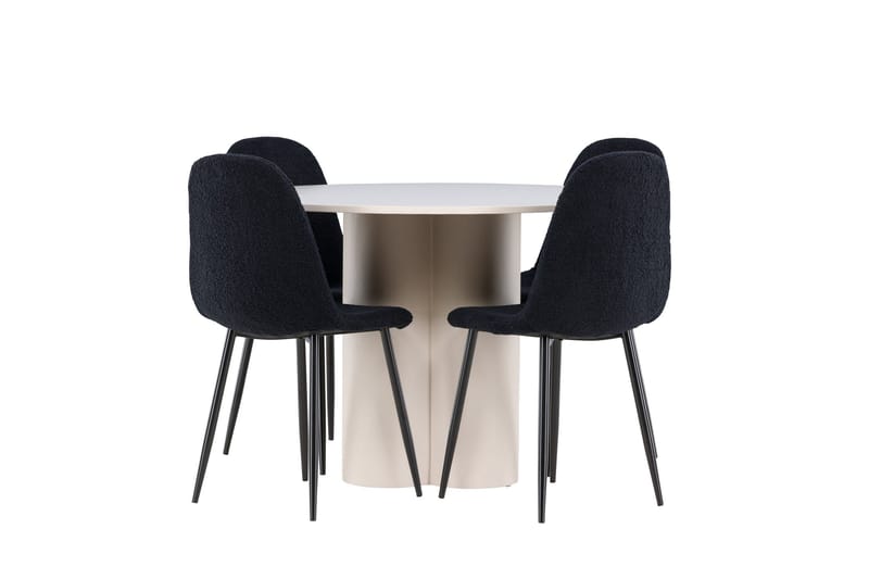Olivia Matgrupp 110 cm Rund med 4 Polar stolar - Beige/Svart - Möbler - Bord & matgrupp - Matgrupp