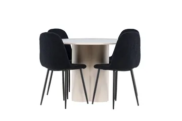 Olivia Matgrupp 110 cm Rund med 4 Polar stolar - Beige/Svart - Möbler - Bord & matgrupp - Matgrupp