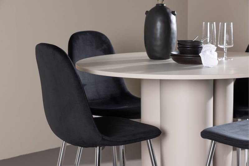 Olivia Matgrupp 110 cm Rund med 4 Polar stolar - Beige/Svart - Möbler - Bord & matgrupp - Matgrupp
