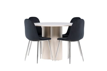 Olivia Matgrupp 110 cm Rund med 4 Polar stolar - Beige/Svart - Möbler - Bord & matgrupp - Matgrupp