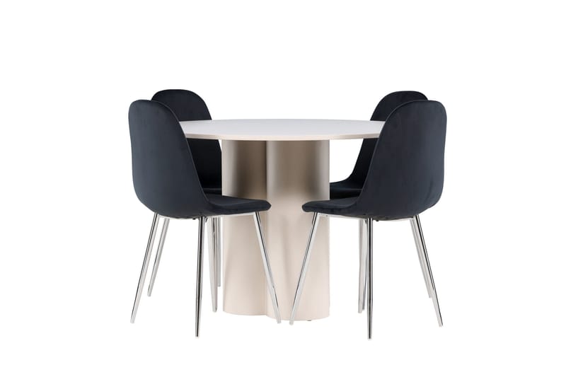 Olivia Matgrupp 110 cm Rund med 4 Polar stolar - Beige/Svart - Möbler - Bord & matgrupp - Matgrupp