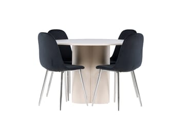 Olivia Matgrupp 110 cm Rund med 4 Polar stolar - Beige/Svart - Möbler - Bord & matgrupp - Matgrupp