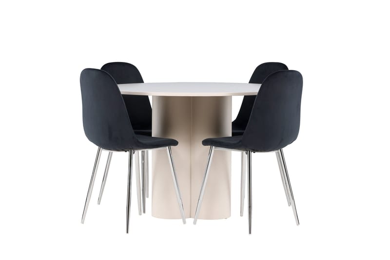 Olivia Matgrupp 110 cm Rund med 4 Polar stolar - Beige/Svart - Möbler - Bord & matgrupp - Matgrupp