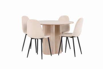 Olivia Matgrupp 110 cm Rund med 4 Polar stolar - Whitewash - Möbler - Bord & matgrupp - Matgrupp