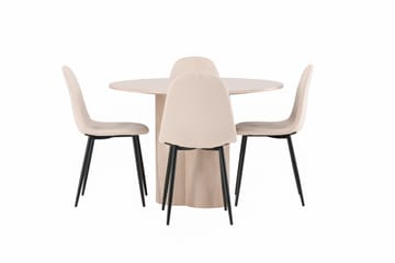 Olivia Matgrupp 110 cm Rund med 4 Polar stolar - Whitewash - Möbler - Bord & matgrupp - Matgrupp