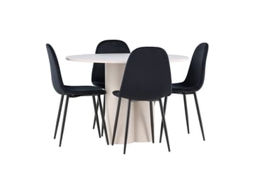 Olivia Matgrupp 110 cm Rund med 4 Polar stolar - Beige/Svart - Möbler - Bord & matgrupp - Matgrupp