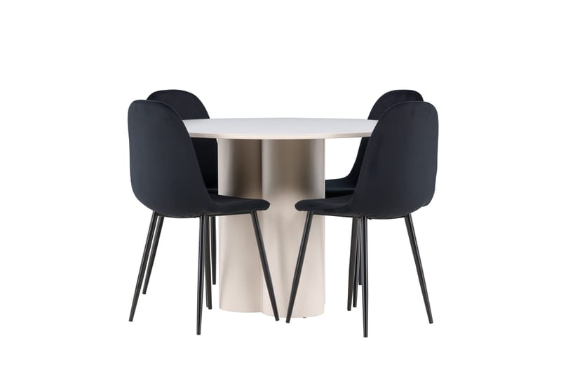 Olivia Matgrupp 110 cm Rund med 4 Polar stolar - Beige/Svart - Möbler - Bord & matgrupp - Matgrupp