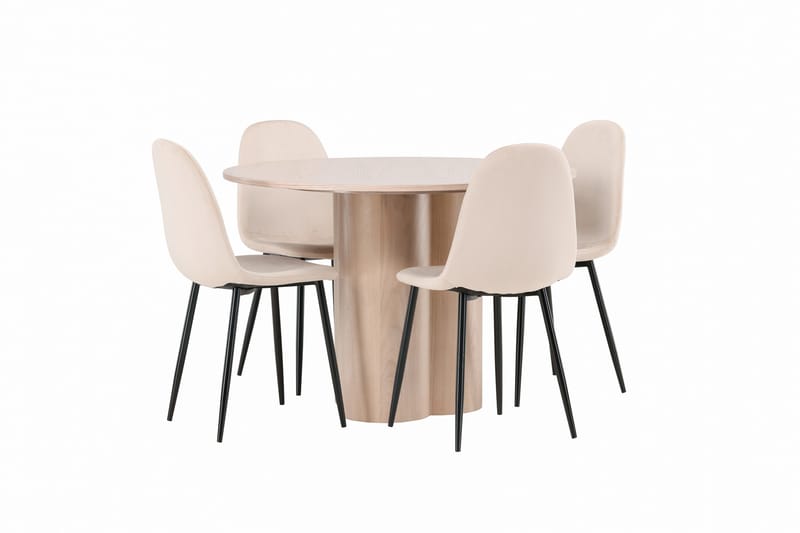 Olivia Matgrupp 110 cm Rund med 4 Polar stolar - Whitewash - Möbler - Bord & matgrupp - Matgrupp