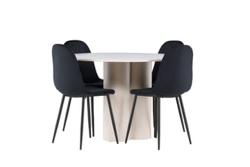 Olivia Matgrupp 110 cm Rund med 4 Polar stolar - Beige/Svart - Möbler - Bord & matgrupp - Matgrupp