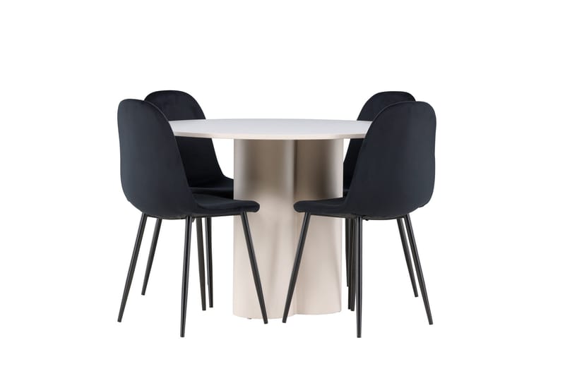 Olivia Matgrupp 110 cm Rund med 4 Polar stolar - Beige/Svart - Möbler - Bord & matgrupp - Matgrupp