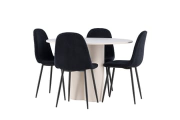 Olivia Matgrupp 110 cm Rund med 4 Polar stolar - Beige/Svart - Möbler - Bord & matgrupp - Matgrupp