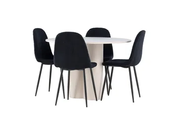 Olivia Matgrupp 110 cm Rund med 4 Polar stolar - Beige/Svart - Möbler - Bord & matgrupp - Matgrupp