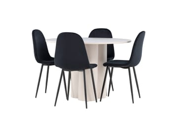 Olivia Matgrupp 110 cm Rund med 4 Polar stolar - Beige/Svart - Möbler - Bord & matgrupp - Matgrupp