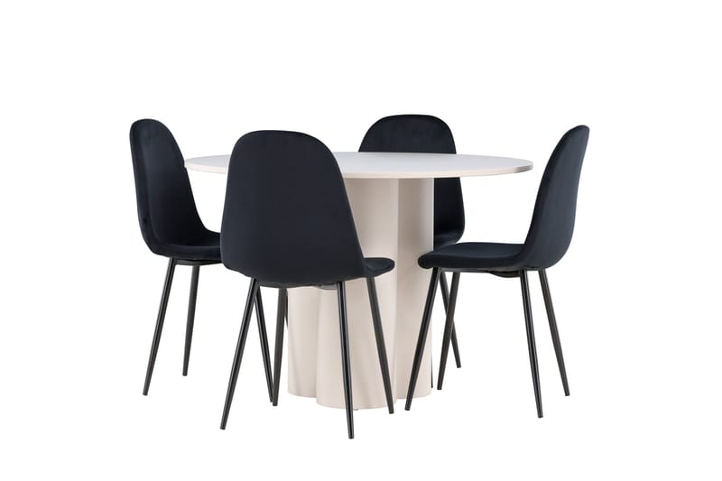 Olivia Matgrupp 110 cm Rund med 4 Polar stolar - Beige/Svart - Möbler - Bord & matgrupp - Matgrupp