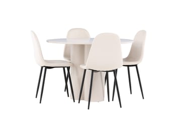 Olivia Matgrupp 110 cm Rund med 4 Polar stolar - Beige/Beige - Möbler - Bord & matgrupp - Matgrupp
