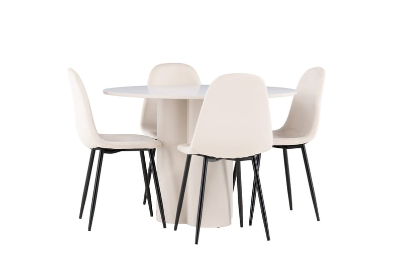 Olivia Matgrupp 110 cm Rund med 4 Polar stolar - Beige/Beige - Möbler - Bord & matgrupp - Matgrupp