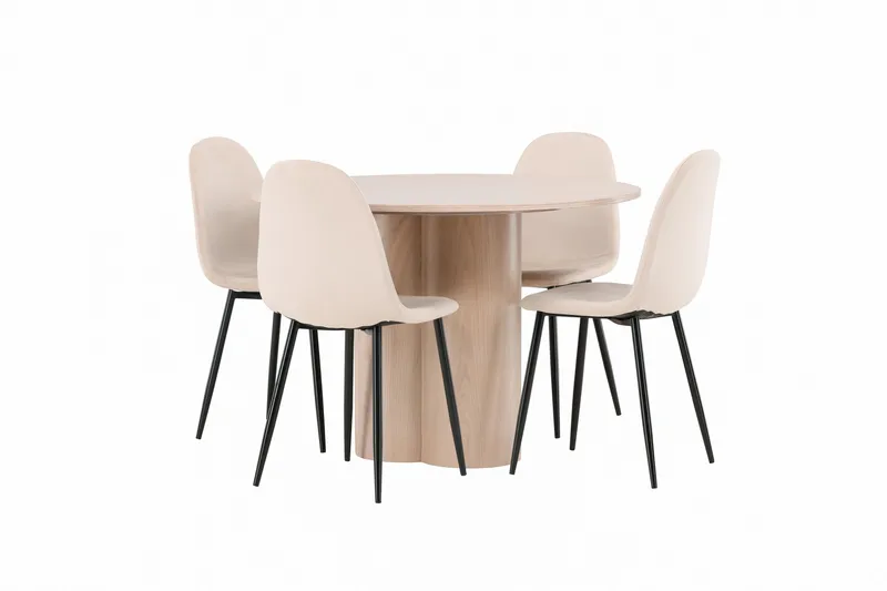 Olivia Matgrupp 110 cm Rund med 4 Polar stolar - Whitewash - Möbler - Bord & matgrupp - Matgrupp