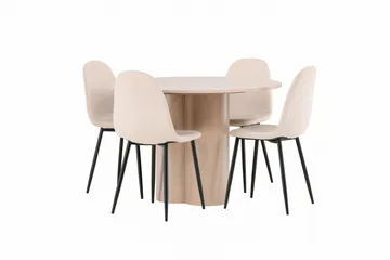 Olivia Matgrupp 110 cm Rund med 4 Polar stolar - Whitewash - Möbler - Bord & matgrupp - Matgrupp