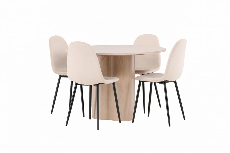 Olivia Matgrupp 110 cm Rund med 4 Polar stolar - Whitewash - Möbler - Bord & matgrupp - Matgrupp