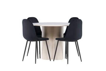 Olivia Matgrupp 110 cm Rund med 4 Polar stolar - Beige/Svart - Möbler - Bord & matgrupp - Matgrupp