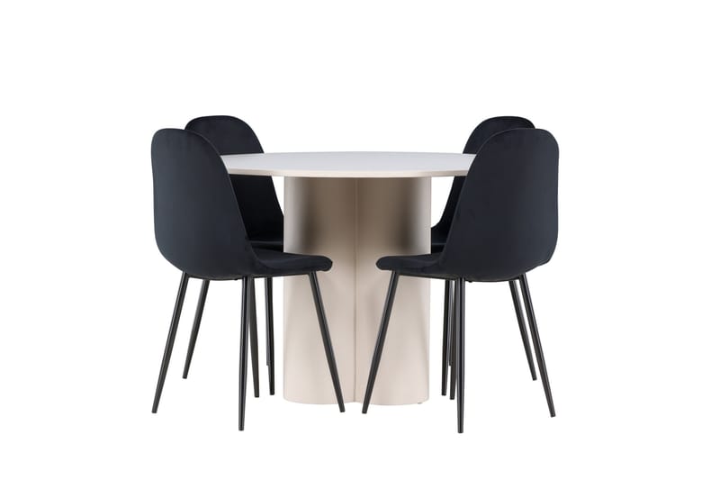 Olivia Matgrupp 110 cm Rund med 4 Polar stolar - Beige/Svart - Möbler - Bord & matgrupp - Matgrupp
