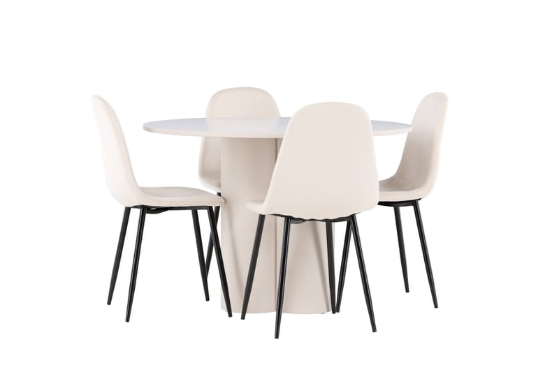 Olivia Matgrupp 110 cm Rund med 4 Polar stolar - Beige/Beige - Möbler - Bord & matgrupp - Matgrupp