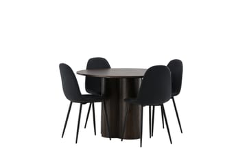 Olivia Matgrupp 110 cm Rund med 4 Polar stolar - Svart - Möbler - Bord & matgrupp - Matgrupp