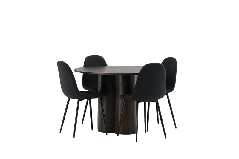 Olivia Matgrupp 110 cm Rund med 4 Polar stolar - Svart - Möbler - Bord & matgrupp - Matgrupp